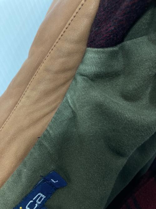 NAUTICA（ノーティカ）NAUTICA (ノーティカ) 襟レザーウールチェックジャケット レッド サイズ:Lの古着・服飾アイテム