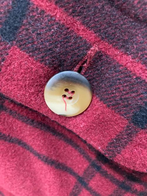 NAUTICA（ノーティカ）NAUTICA (ノーティカ) 襟レザーウールチェックジャケット レッド サイズ:Lの古着・服飾アイテム