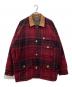 NAUTICA（ノーティカ）の古着「襟レザーウールチェックジャケット」｜レッド