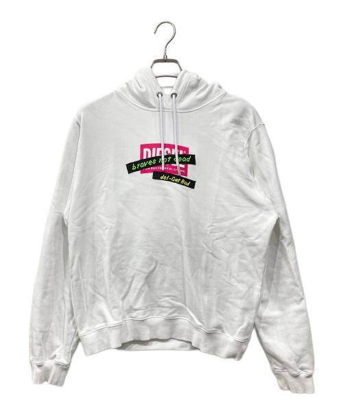 DIESEL（ディーゼル）DIESEL (ディーゼル) プルオーバーパーカー ホワイト サイズ:Mの古着・服飾アイテム