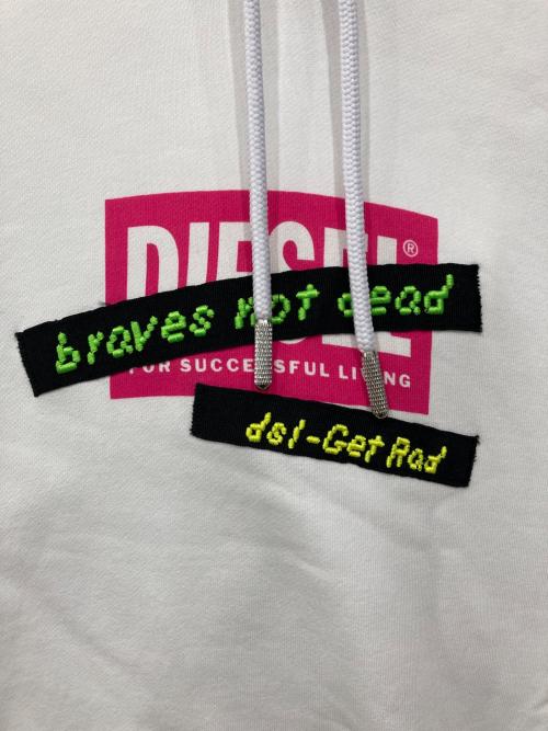 DIESEL（ディーゼル）DIESEL (ディーゼル) プルオーバーパーカー ホワイト サイズ:Mの古着・服飾アイテム