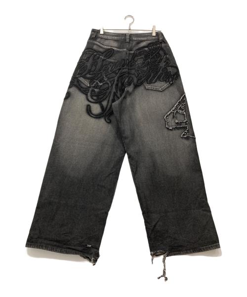 Jaded London（ジェイデッドロンドン）Jaded London (ジェイデッドロンドン) エンブロイダリーデニムパンツ ブラック サイズ:30の古着・服飾アイテム