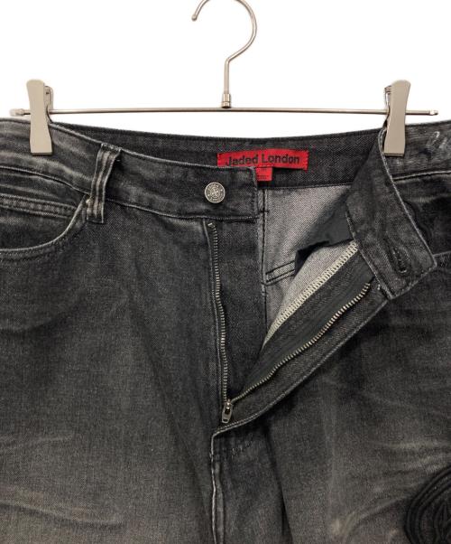 Jaded London（ジェイデッドロンドン）Jaded London (ジェイデッドロンドン) エンブロイダリーデニムパンツ ブラック サイズ:30の古着・服飾アイテム