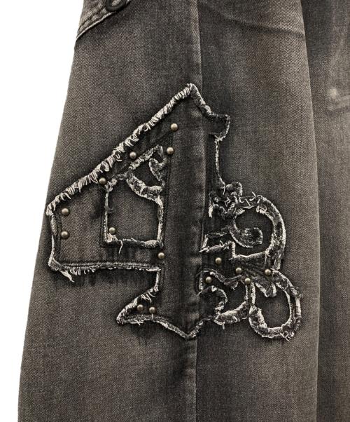Jaded London（ジェイデッドロンドン）Jaded London (ジェイデッドロンドン) エンブロイダリーデニムパンツ ブラック サイズ:30の古着・服飾アイテム