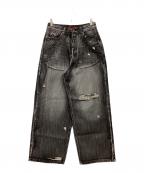 Jaded Londonジェイデッドロンドン）の古着「Black Eroded XL Colossus Jeans /  ブラック  エローディッド XL コロッサス ジーンズ」｜グレー