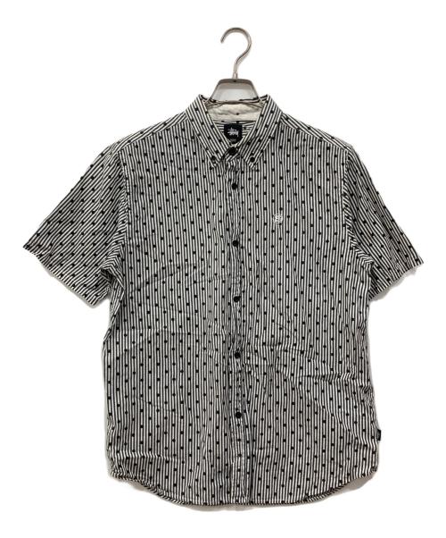 stussy（ステューシー）stussy (ステューシー) ストライプシャツ ブラック×ホワイト サイズ:Mの古着・服飾アイテム
