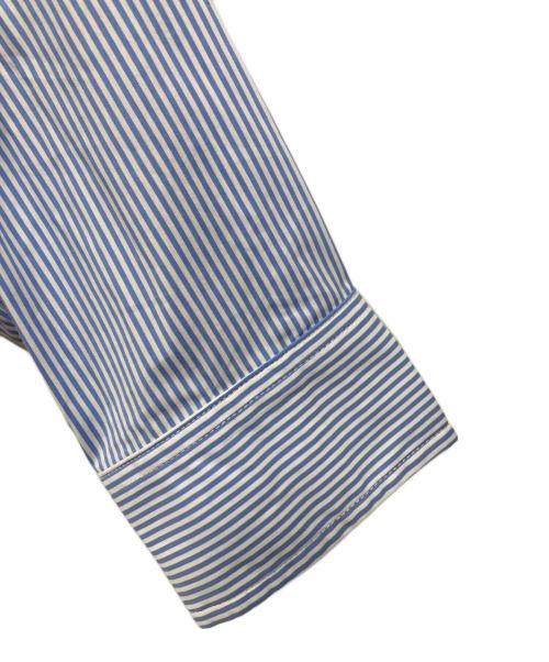 6cRAyon（シックスクレヨン）6cRAyon (シックスクレヨン) ラウンドカラーストライプシャツ ブルー サイズ:Mの古着・服飾アイテム