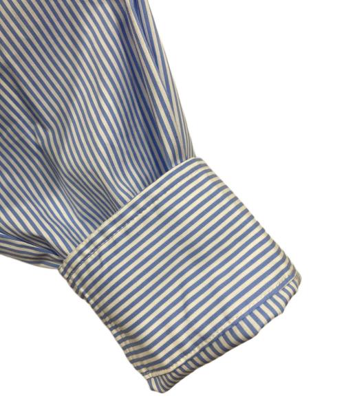 6cRAyon（シックスクレヨン）6cRAyon (シックスクレヨン) ラウンドカラーストライプシャツ ブルー サイズ:Mの古着・服飾アイテム