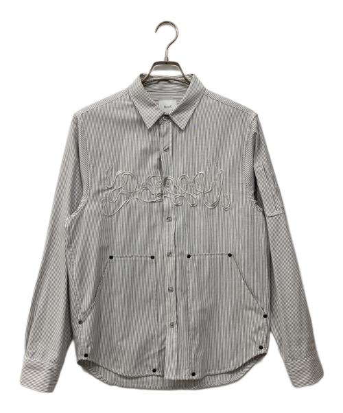BLESSU（ブレスユー）BLESSU (ブレスユー) ストライプシャツ グレー サイズ:Lの古着・服飾アイテム