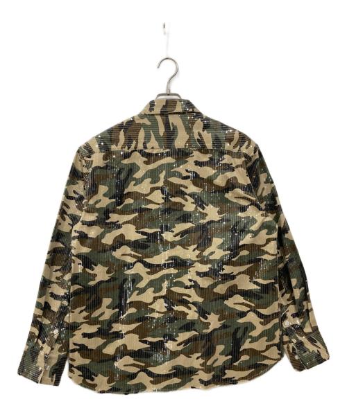 AFB（エーエフビー）AFB (エーエフビー) スパンコールシャツ カーキ サイズ:Mの古着・服飾アイテム