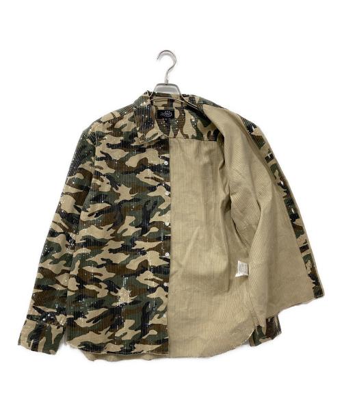 AFB（エーエフビー）AFB (エーエフビー) スパンコールシャツ カーキ サイズ:Mの古着・服飾アイテム