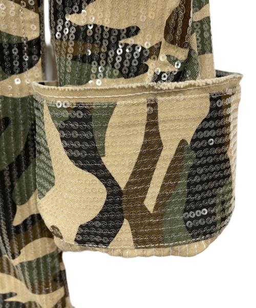 AFB（エーエフビー）AFB (エーエフビー) スパンコールシャツ カーキ サイズ:Mの古着・服飾アイテム