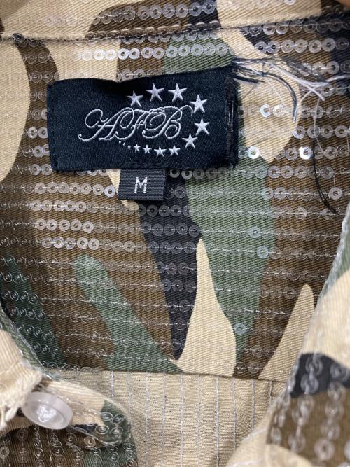AFB（エーエフビー）AFB (エーエフビー) スパンコールシャツ カーキ サイズ:Mの古着・服飾アイテム