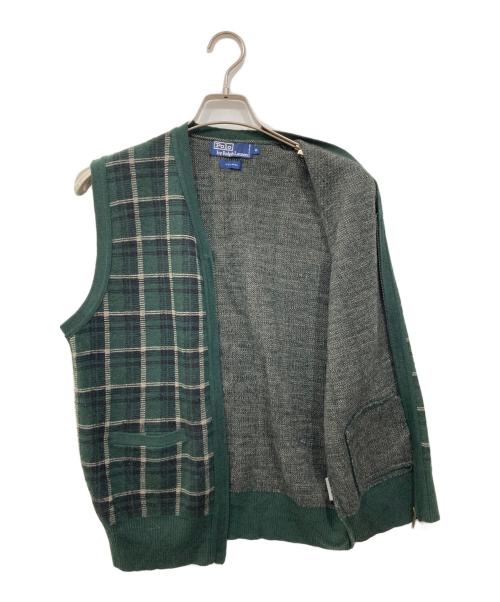 POLO RALPH LAUREN（ポロ・ラルフローレン）POLO RALPH LAUREN (ポロ・ラルフローレン) ジップニットベスト グリーン サイズ:Mの古着・服飾アイテム