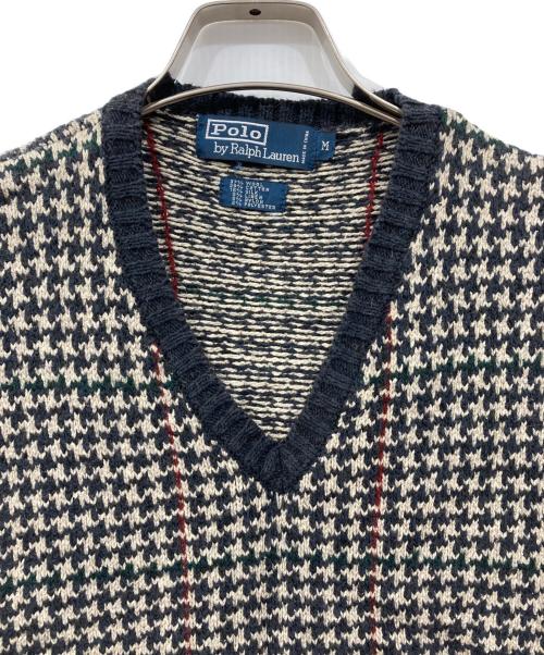 POLO RALPH LAUREN（ポロ・ラルフローレン）POLO RALPH LAUREN (ポロ・ラルフローレン) バーズアイニットベスト ネイビー サイズ:Mの古着・服飾アイテム