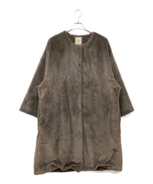 CLANE（クラネ）CLANE (クラネ) ノーカラーファーコート ブラウン サイズ:2の古着・服飾アイテム