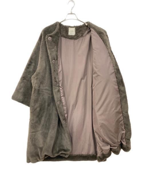 CLANE（クラネ）CLANE (クラネ) ノーカラーファーコート ブラウン サイズ:2の古着・服飾アイテム