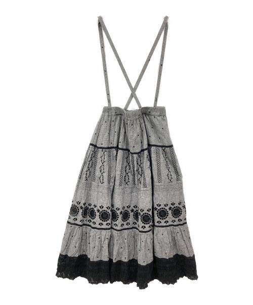 Samansa Mos2（サマンサモスモス）Samansa Mos2 (サマンサモスモス) kazumi (カズミ) サス付き刺繍スカート グレー サイズ:Freeの古着・服飾アイテム