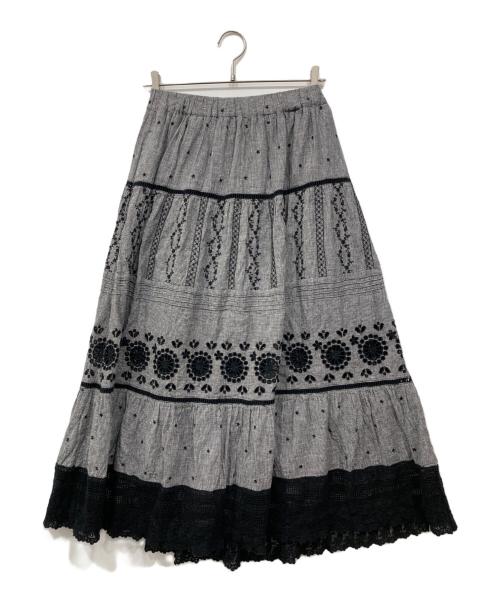 Samansa Mos2（サマンサモスモス）Samansa Mos2 (サマンサモスモス) kazumi (カズミ) サス付き刺繍スカート グレー サイズ:Freeの古着・服飾アイテム