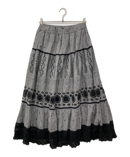 Samansa Mos2（サマンサモスモス）Samansa Mos2 (サマンサモスモス) kazumi (カズミ) サス付き刺繍スカート グレー サイズ:Freeの古着・服飾アイテム
