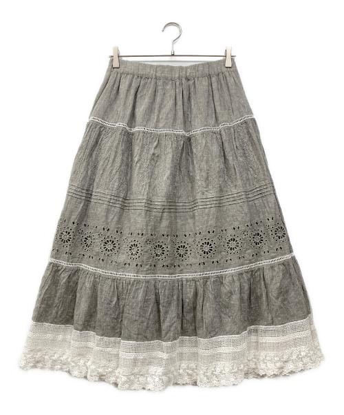 Samansa Mos2（サマンサモスモス）Samansa Mos2 (サマンサモスモス) kazumi (カズミ) サス付き刺繍スカート グレー サイズ:Fの古着・服飾アイテム