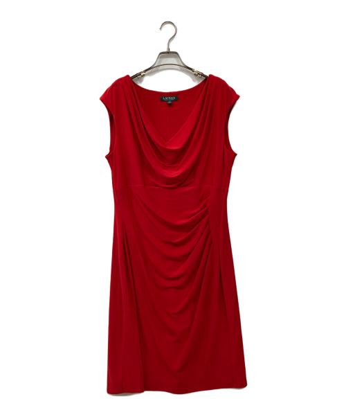 LAUREN RALPH LAUREN（ローレンラルフローレン）LAUREN RALPH LAUREN (ローレンラルフローレン) ドレープワンピース レッド サイズ:16の古着・服飾アイテム
