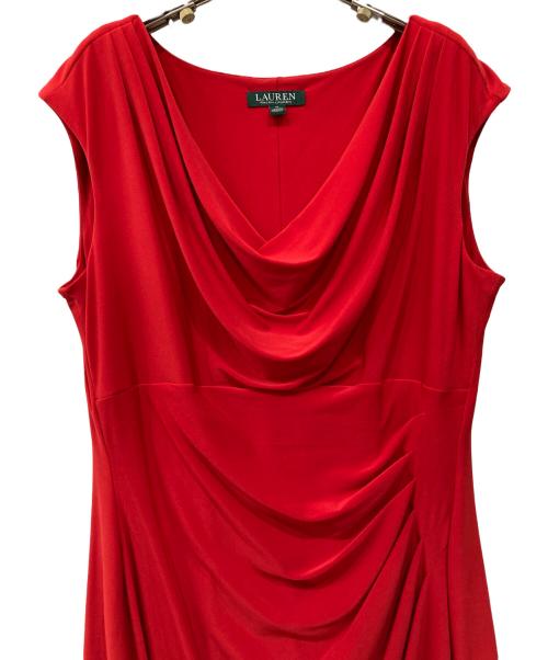 LAUREN RALPH LAUREN（ローレンラルフローレン）LAUREN RALPH LAUREN (ローレンラルフローレン) ドレープワンピース レッド サイズ:16の古着・服飾アイテム
