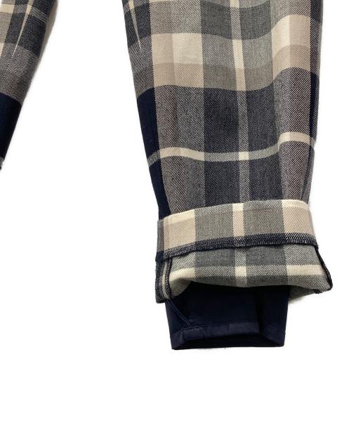 BLUE LABEL CRESTBRIDGE（ブルーレーベルクレストブリッジ）BLUE LABEL CRESTBRIDGE (ブルーレーベルクレストブリッジ) チェックウールパンツ ネイビー×ホワイト サイズ:38の古着・服飾アイテム