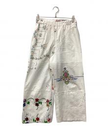 freada（フリーダ）の古着「アソートデザインヴィンテージパッチワーク刺繍パンツ」｜ホワイト