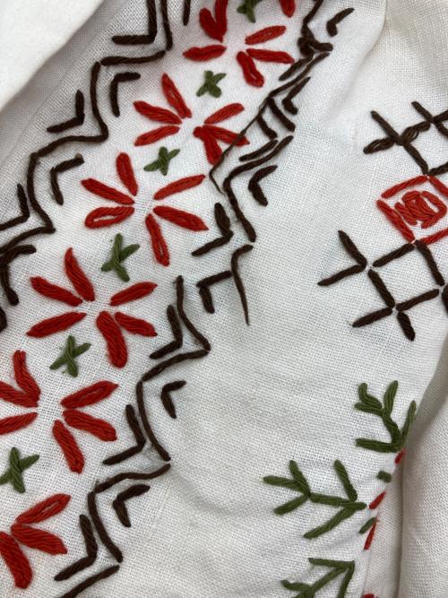 freada（フリーダ）Freada (フリーダ) アソートデザインヴィンテージパッチワーク刺繍パンツ ホワイト サイズ:Freeの古着・服飾アイテム