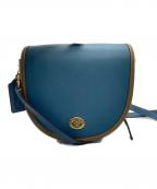 COACHコーチ）の古着「ランウェイ ターンロックサドルクロスボディ ショルダーバッグ」｜ブルー×ブラウン