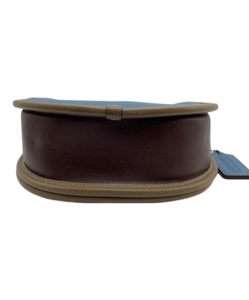 COACH（コーチ）COACH (コーチ) ランウェイ ターンロックサドルクロスボディ ショルダーバッグ ブルー×ブラウンの古着・服飾アイテム