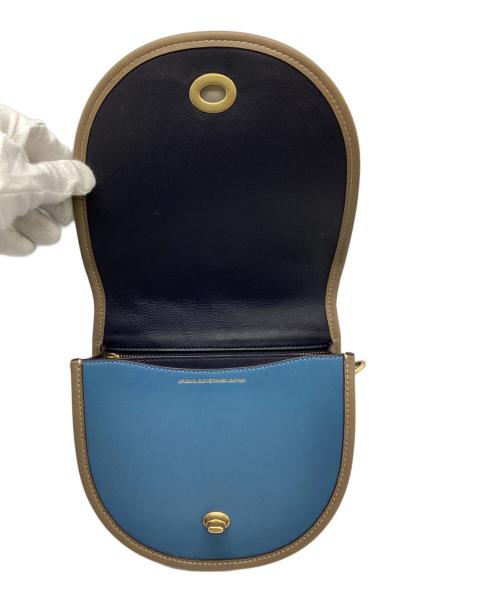 COACH（コーチ）COACH (コーチ) ランウェイ ターンロックサドルクロスボディ ショルダーバッグ ブルー×ブラウンの古着・服飾アイテム