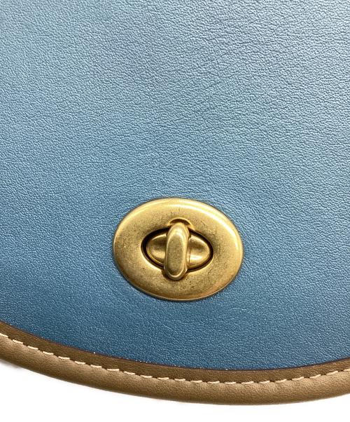 COACH（コーチ）COACH (コーチ) ランウェイ ターンロックサドルクロスボディ ショルダーバッグ ブルー×ブラウンの古着・服飾アイテム