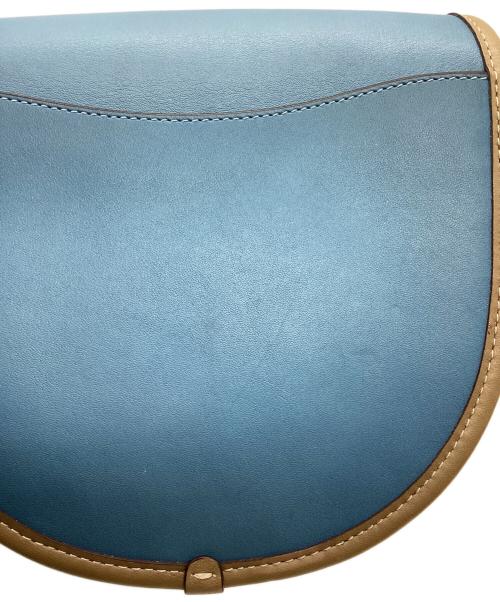 COACH（コーチ）COACH (コーチ) ランウェイ ターンロックサドルクロスボディ ショルダーバッグ ブルー×ブラウンの古着・服飾アイテム