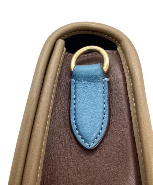 COACH（コーチ）COACH (コーチ) ランウェイ ターンロックサドルクロスボディ ショルダーバッグ ブルー×ブラウンの古着・服飾アイテム