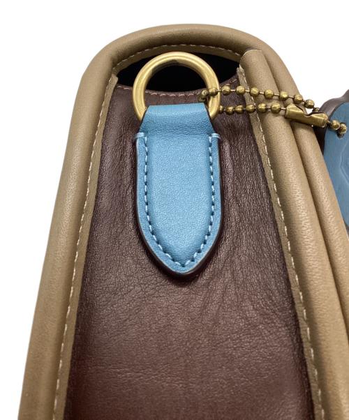 COACH（コーチ）COACH (コーチ) ランウェイ ターンロックサドルクロスボディ ショルダーバッグ ブルー×ブラウンの古着・服飾アイテム