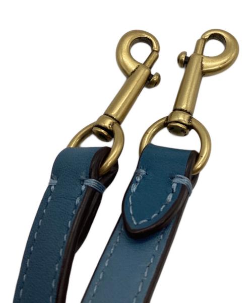 COACH（コーチ）COACH (コーチ) ランウェイ ターンロックサドルクロスボディ ショルダーバッグ ブルー×ブラウンの古着・服飾アイテム