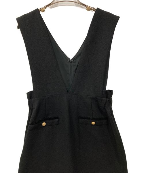 NOLLEY'S（ノーリーズ）NOLLEY'S (ノーリーズ) ウォッシャブルツイードライクジャンパースカート ブラック サイズ:38の古着・服飾アイテム