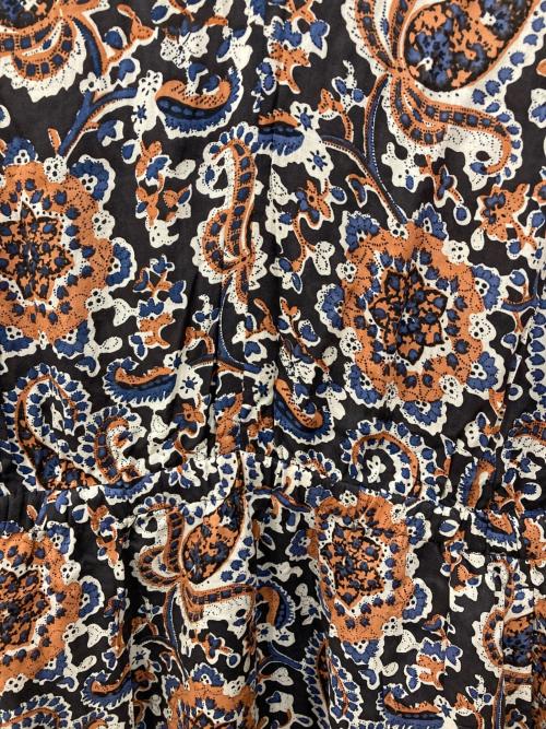 SOULEIADO（ソレイアード）SOULEIADO (ソレイアード) レーヨンプリント Vネックワンピース ブラウン サイズ:36の古着・服飾アイテム