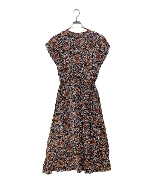 SOULEIADO（ソレイアード）SOULEIADO (ソレイアード) レーヨンプリント Vネックワンピース ブラウン サイズ:36の古着・服飾アイテム