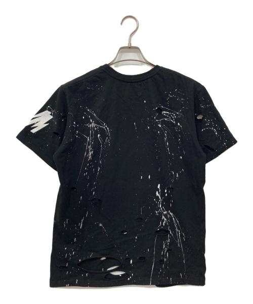 MISBHV（ミスビヘイブ）MISBHV (ミスビヘイブ) ダメージ 加工 ペイントTシャツ ブラック サイズ:Sの古着・服飾アイテム