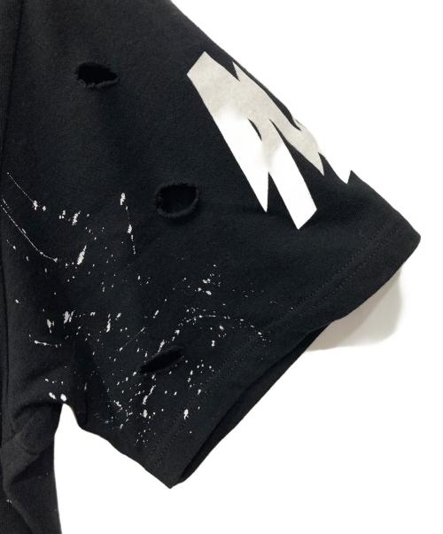 MISBHV（ミスビヘイブ）MISBHV (ミスビヘイブ) ダメージ 加工 ペイントTシャツ ブラック サイズ:Sの古着・服飾アイテム