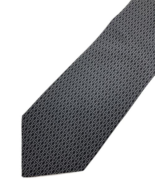 HERMES（エルメス）HERMES (エルメス) 総柄シルクネクタイ グレー×ブラック サイズ:-の古着・服飾アイテム