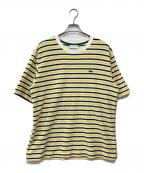LACOSTEラコステ）の古着「ハイゲージパイル地ボーダーTシャツ」｜イエロー×グリーン