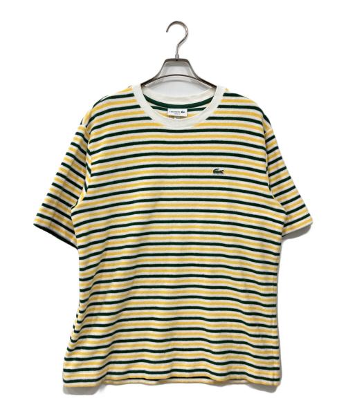 LACOSTE（ラコステ）LACOSTE (ラコステ) ハイゲージパイル地ボーダーTシャツ イエロー×グリーン サイズ:FR5の古着・服飾アイテム