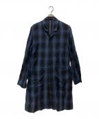 KAZUYUKI KUMAGAI ATTACHMENTカズユキクマガイ アタッチメント）の古着「Li/Coシャンブレーオンブレーチェック ワークコート」｜ブルー×ブラック