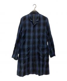 KAZUYUKI KUMAGAI ATTACHMENT（カズユキクマガイ アタッチメント）の古着「Li/Coシャンブレーオンブレーチェック ワークコート」｜ブルー×ブラック