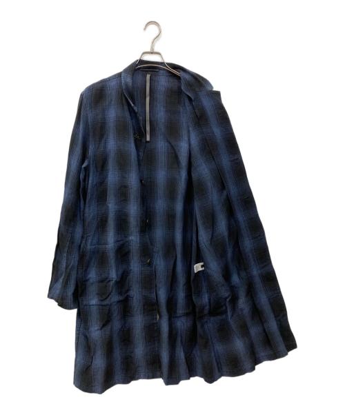 KAZUYUKI KUMAGAI ATTACHMENT（カズユキクマガイ アタッチメント）KAZUYUKI KUMAGAI ATTACHMENT (カズユキクマガイ アタッチメント) Li/Coシャンブレーオンブレーチェック ワークコート ブルー×ブラック サイズ:3の古着・服飾アイテム