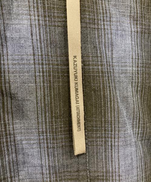 KAZUYUKI KUMAGAI ATTACHMENT（カズユキクマガイ アタッチメント）KAZUYUKI KUMAGAI ATTACHMENT (カズユキクマガイ アタッチメント) Li/Coシャンブレーオンブレーチェック ワークコート ブルー×ブラック サイズ:3の古着・服飾アイテム